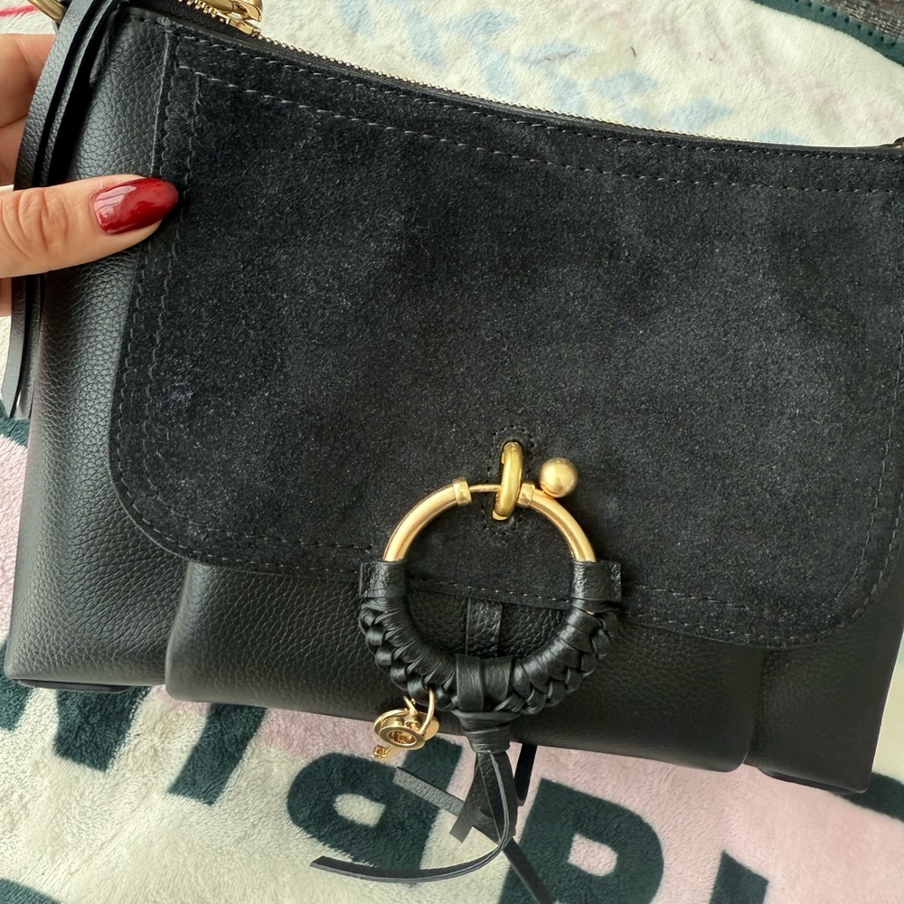 Chic Black Leather and Suede Bag